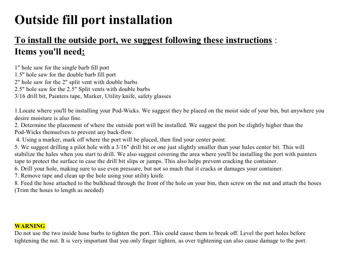 Outside Fill Ports
